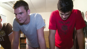 Lusty college boys have massive gay orgy in the dorm