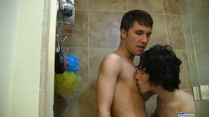 Kind-hearted young twink takes a sexy shower with his lover
